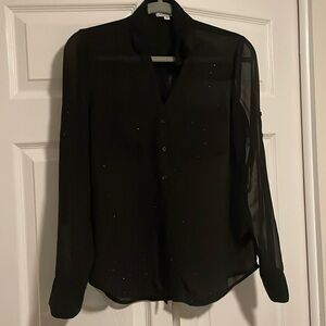 NWOT Express The Portofino Shirt M Womens Black White Button Up Blouse Shirt